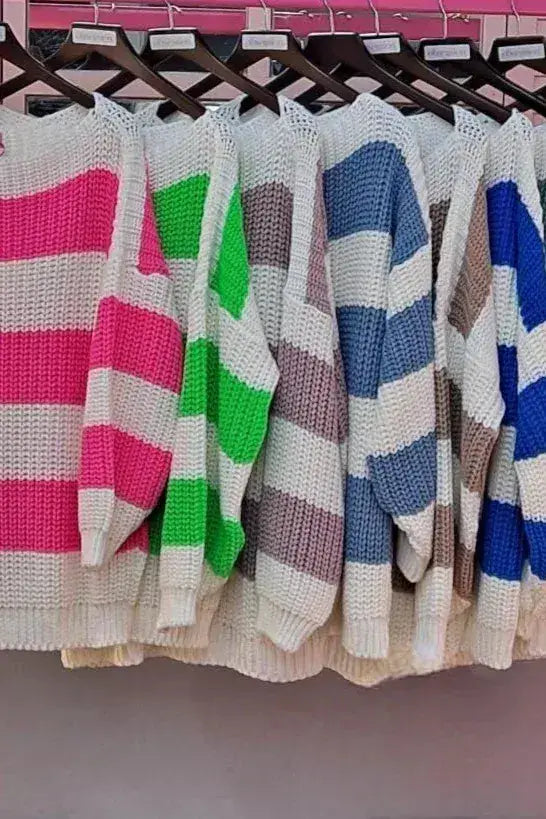 Boat Neck Stripe Jumper by Clarissas Boutique London