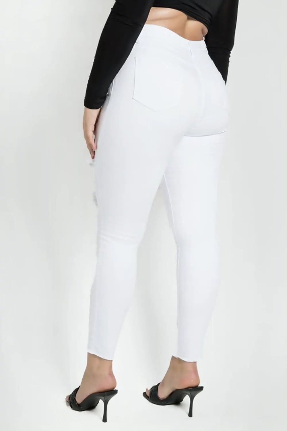 Clarissa Kisses White High Waist RIPPED Skinny Jeans by Clarissas Boutique London