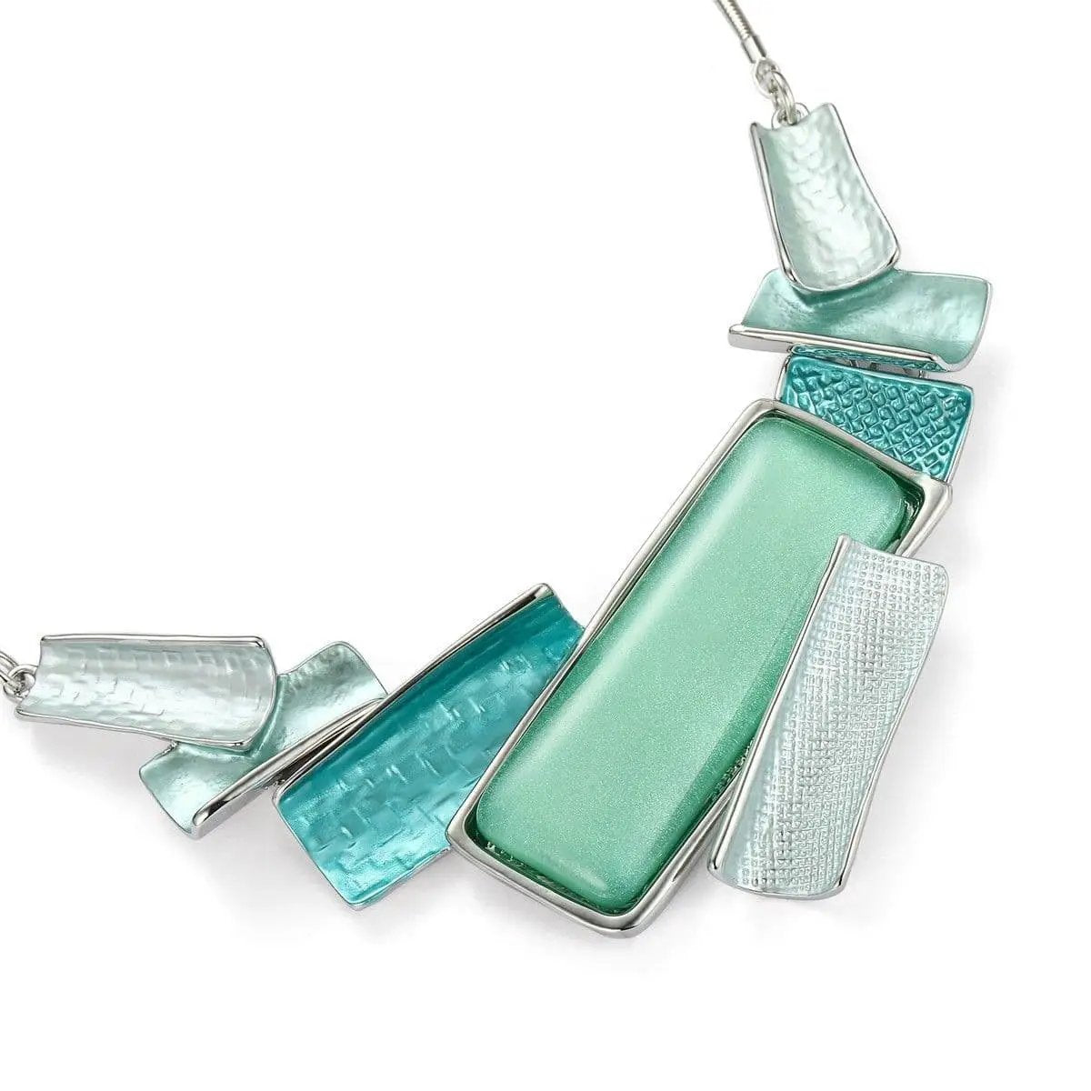 Curve Pieced Necklace Set - Turquoise by Clarissas Boutique