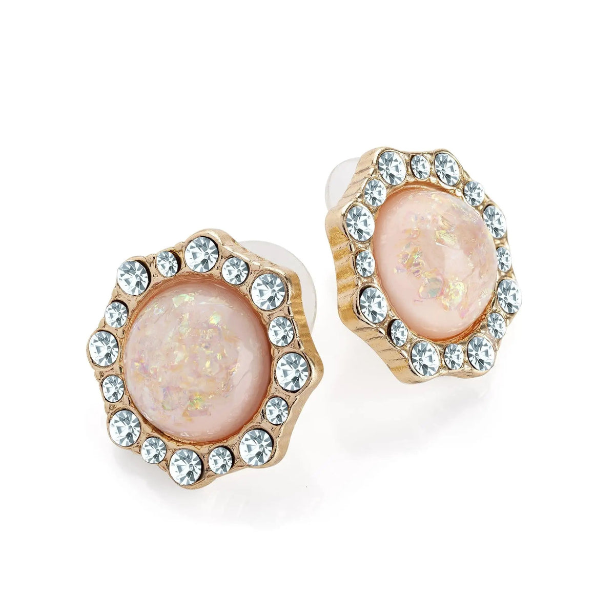 Gold colour crystal AB pink stud earring. ER33225 by Clarissas Boutique
