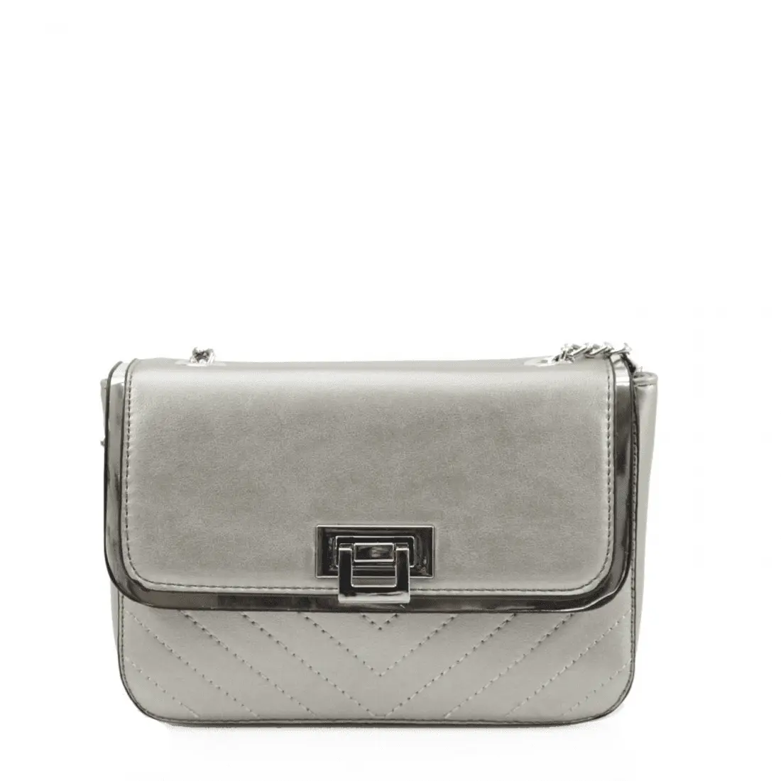Grey Shoulder Bag with Long Chain by Clarissas Boutique