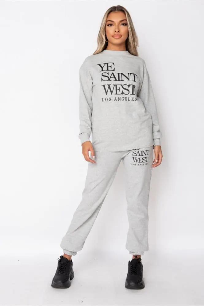 Grey Ye Saint West Sweatshirt & Jogger Lounge Set by Clarissas Boutique London