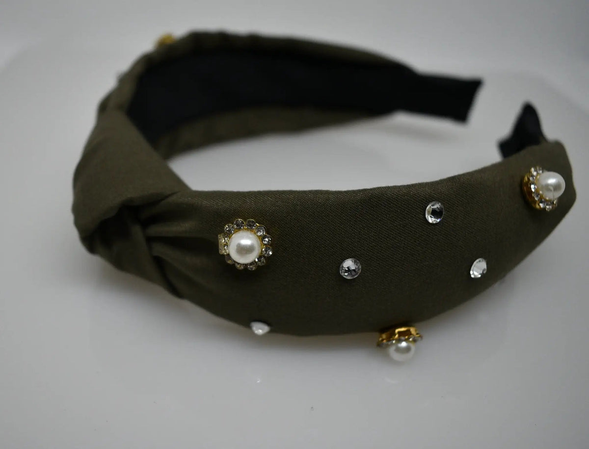 Handmade Emerald Pearl Design Knotted headband. Women's Hairband /Headband by productions