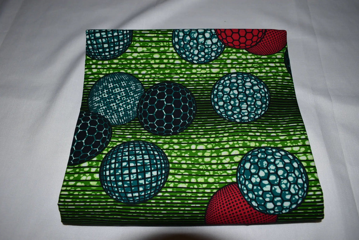 Multicolour African Print Fabric, Ankara Wax Fabric, Ball Detail Ankara Cotton 6 Yards, Ankara Wax Print Shop by Clarissas Boutique London
