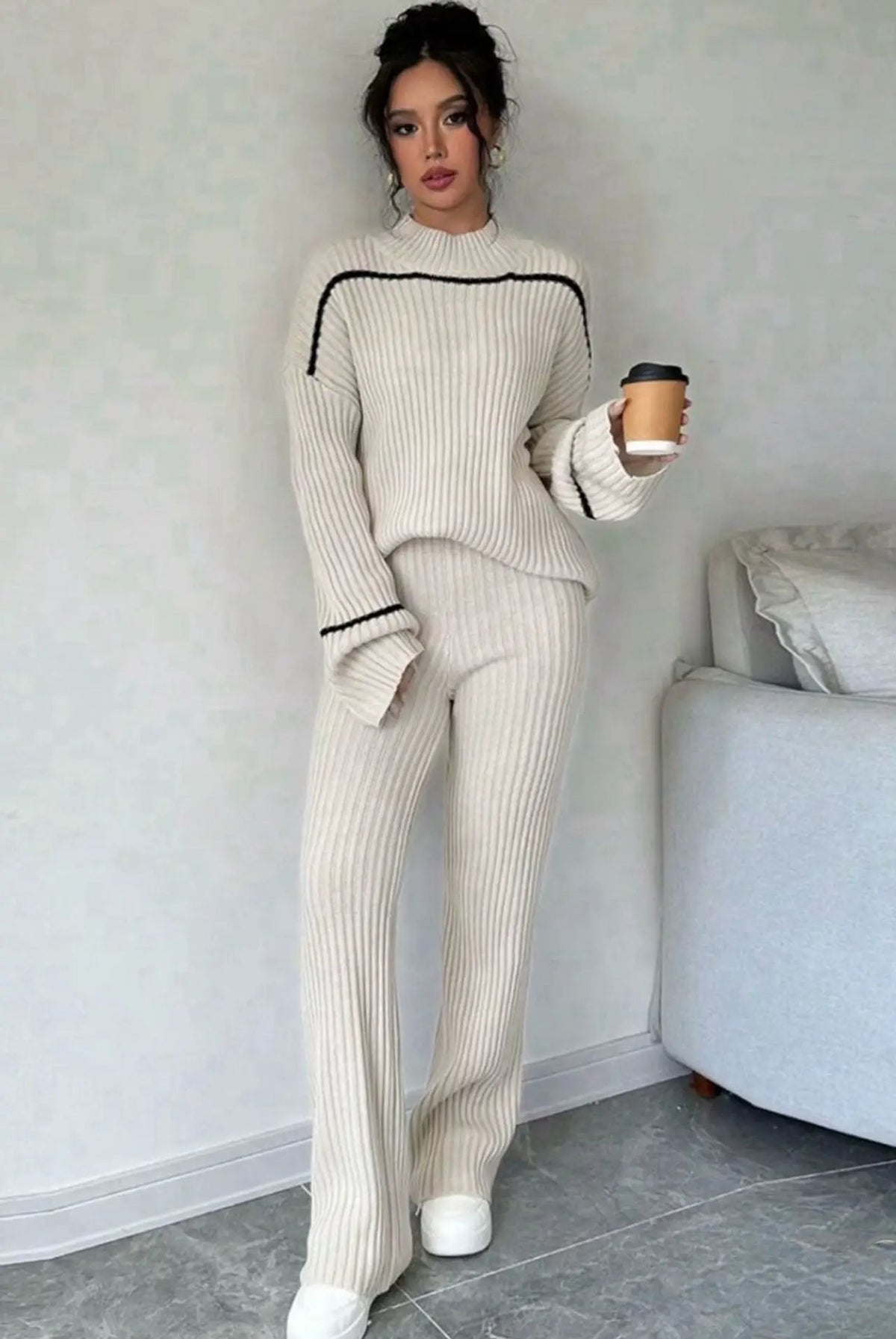 Women's wear Ribbed Knitted Loungewear Set by Clarissas Boutique
