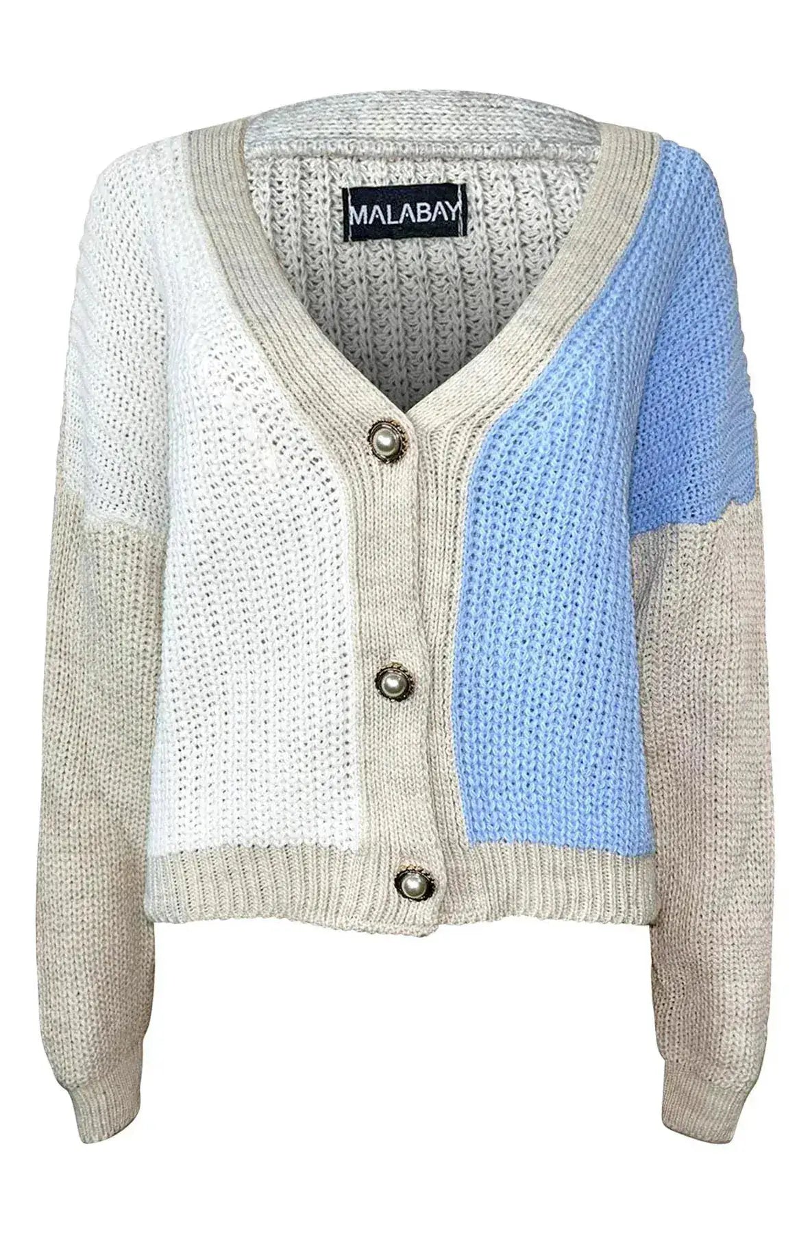 Lucille Colour Block Knitted Cardigan by Clarissas Boutique London
