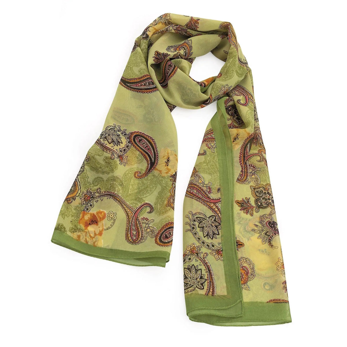 Olive green colour paisley design scarf. SC32822 by Clarissas Boutique
