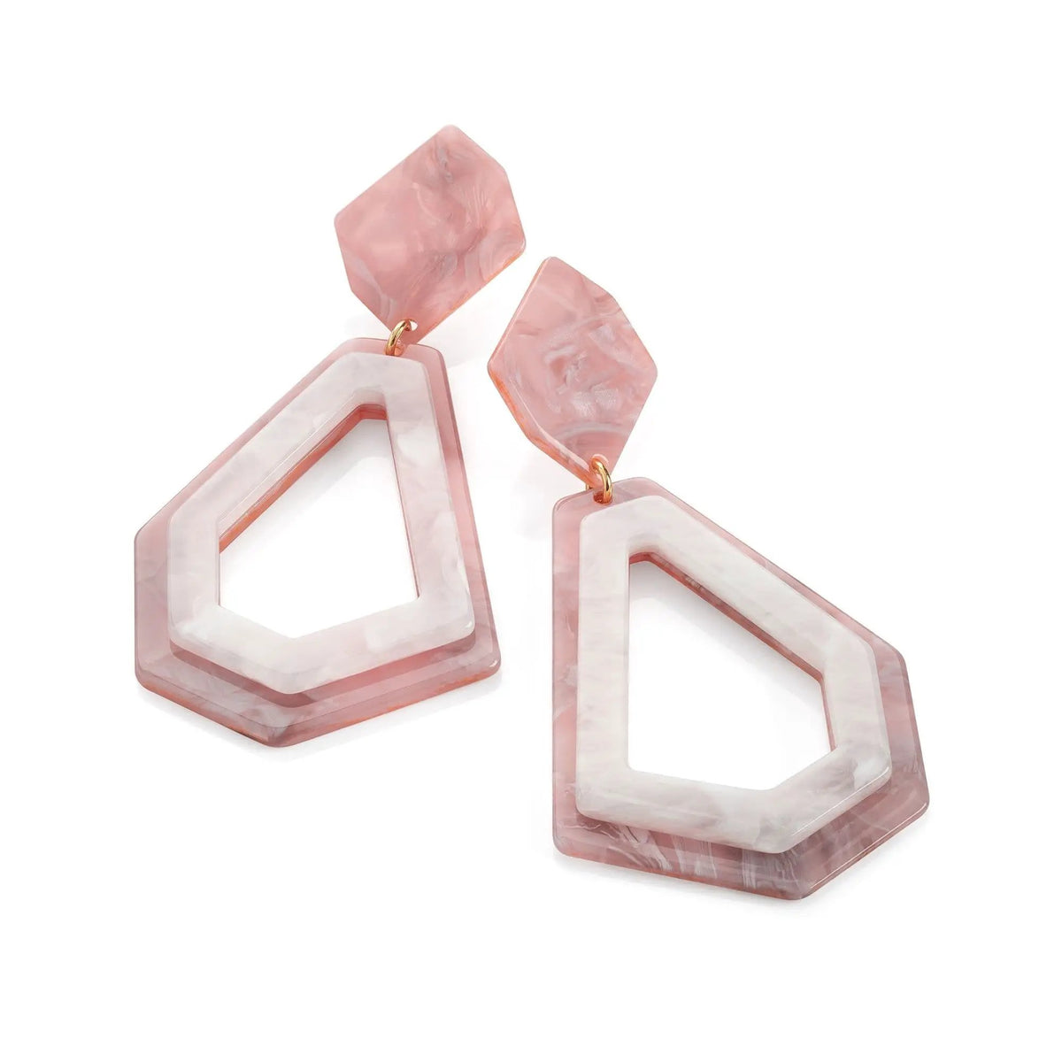 Pink and white tone marble effect drop earring. ER32378 by Clarissas Boutique