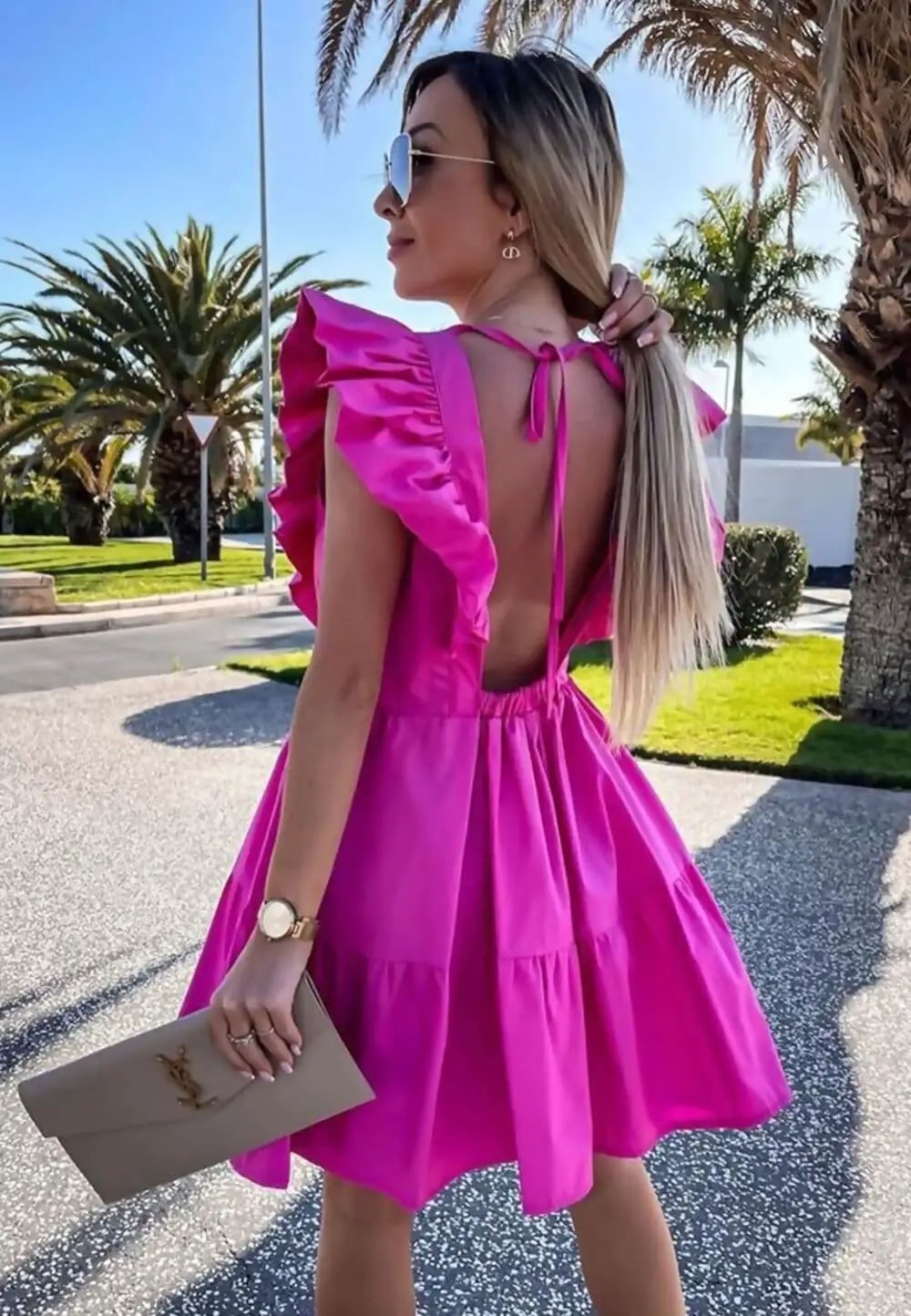 Pink Dubai Dreams Open Back Boho Dress by Clarissas Boutique London
