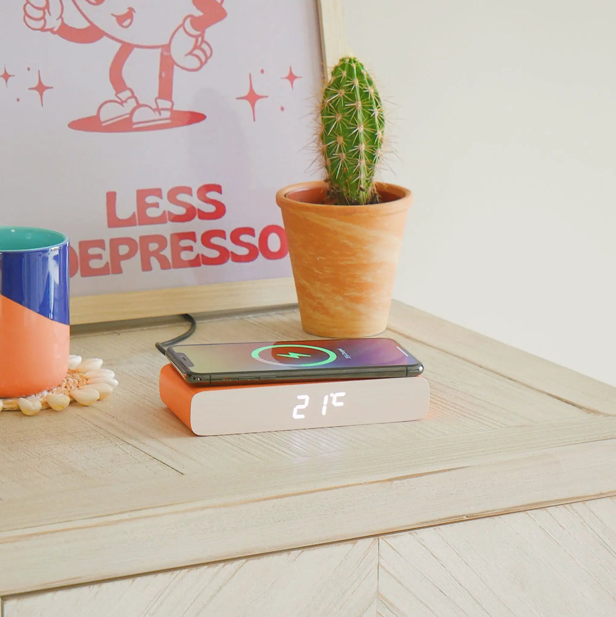 Rise Alarm Clock Charger In Orange by Steepletone
