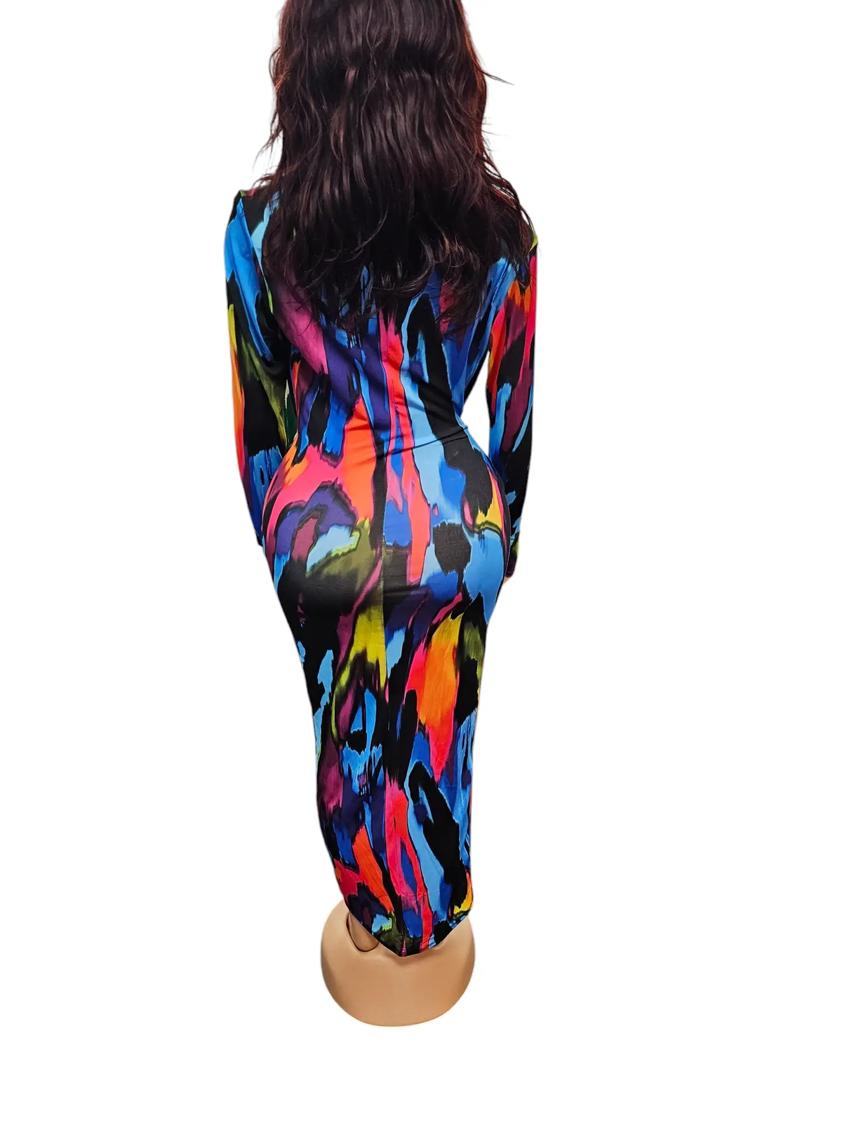 Bold & Beautiful Vibrant Padded Long Sleeve Ruched Wrap Midi Dress by Clarissas Boutique London