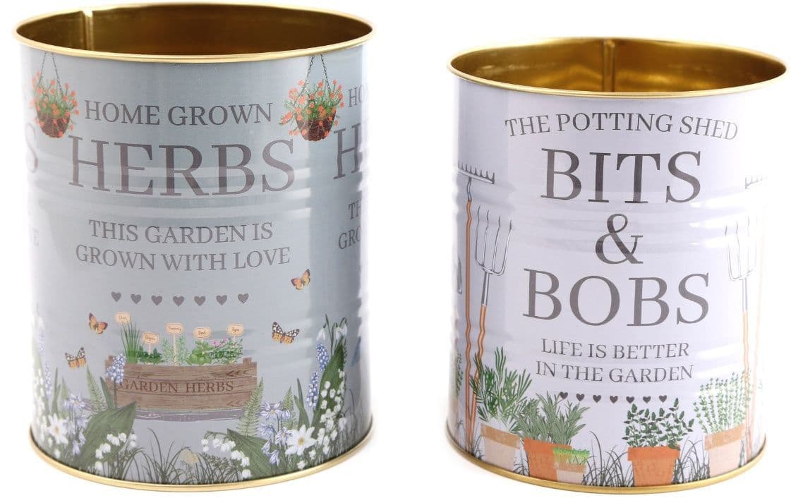 Set Of 2 Potting Shed Storage Tins - 13 CM by Clarissas Boutique