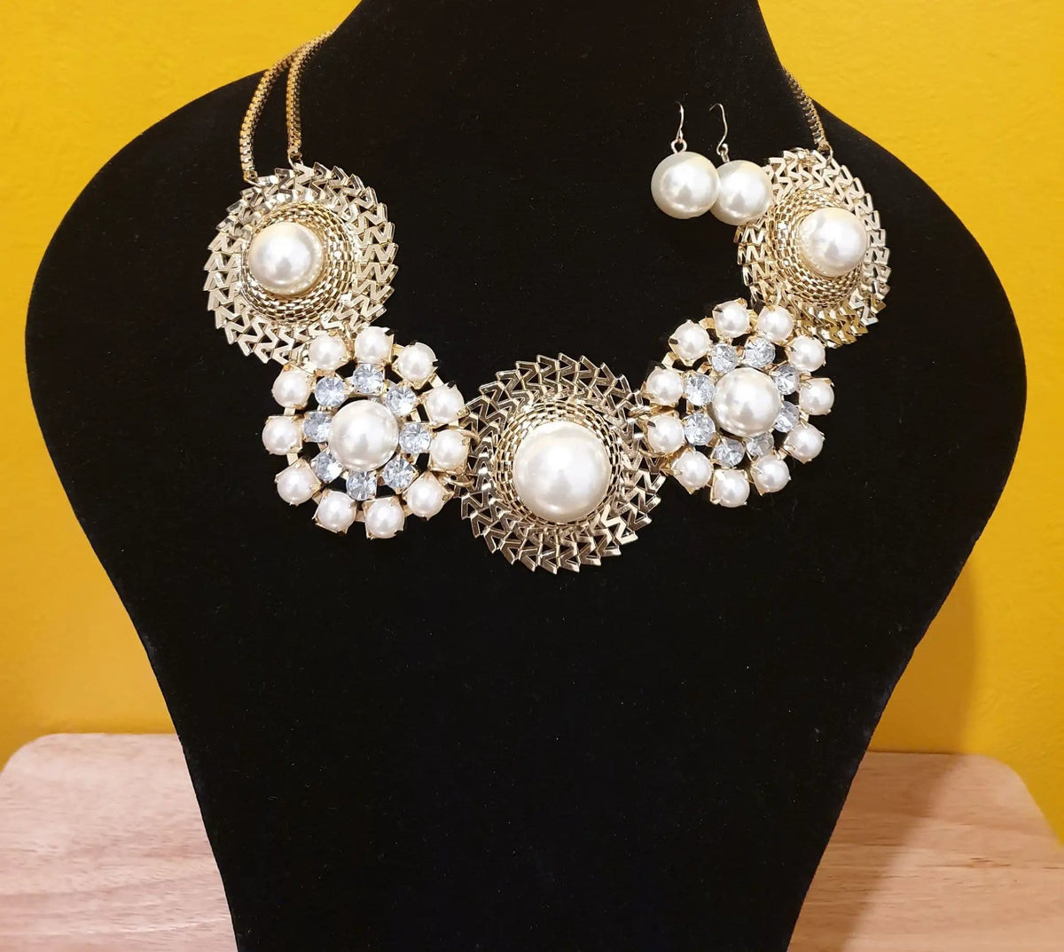 Stunning Gold Plated Infused With Pearls And Fashion Cryal Tones by Clarissas Boutique