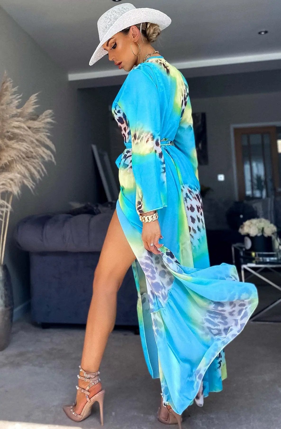 Turquoise Ivanna Beach Cover Up Maxi Wrap Dress by Clarissas Boutique London