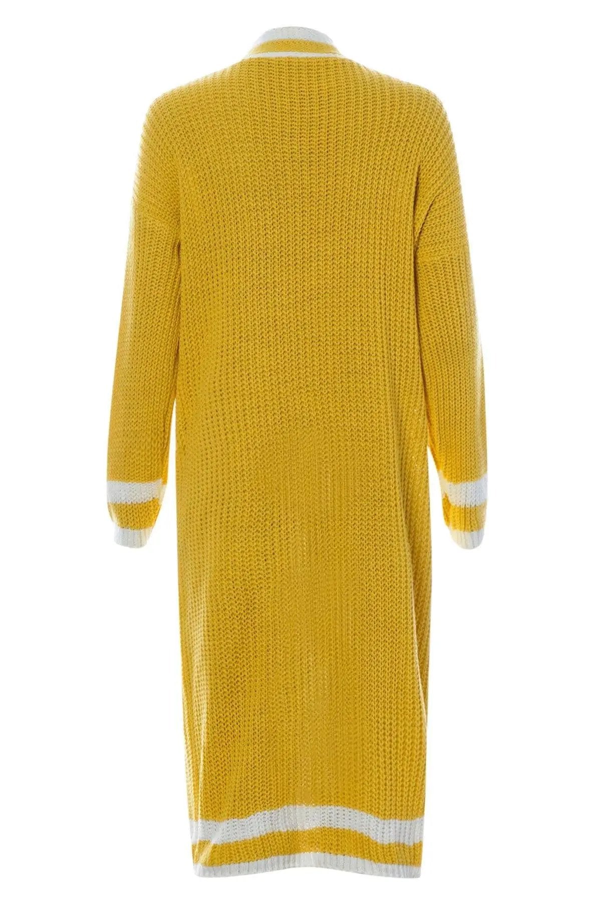 Yellow Kiki Longline Knitted Cardigan by Clarissas Boutique London