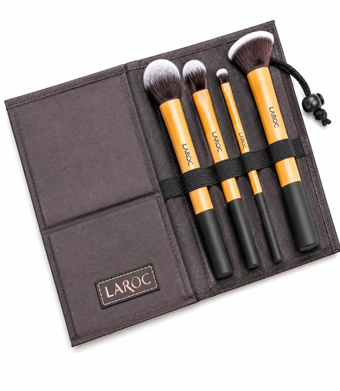 LaRoc 4‑Piece Gold Makeup Brush Set — Soft Synthetic Bristles with Storage Case by Clarissas Boutique