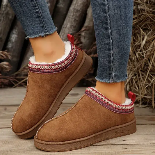 Womens Cross Stitch Detail Slipper - Footwear For Comfortable Walking by Clarissas Boutique London