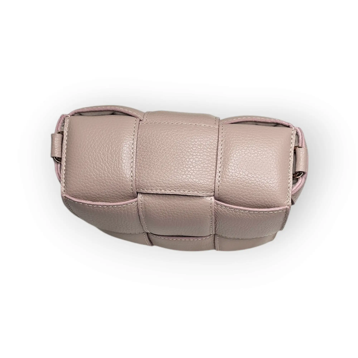 Pale Pink Genuine Leather Woven Handbag by Clarissas Boutique