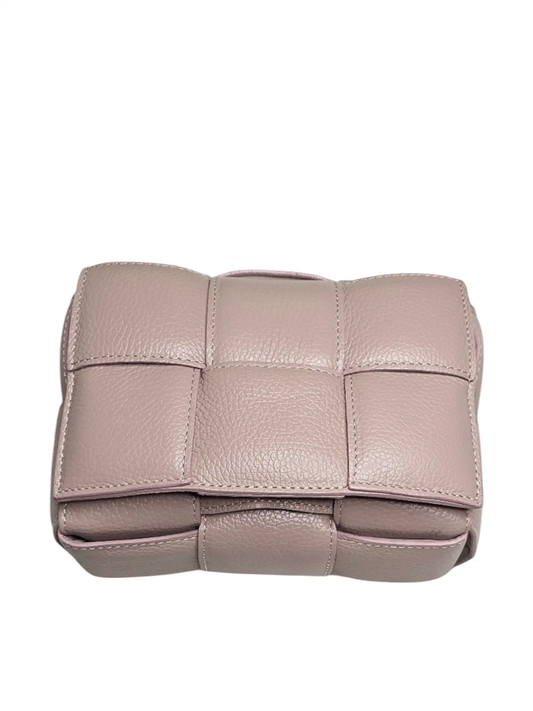 Pale Pink Genuine Leather Woven Handbag by Clarissas Boutique