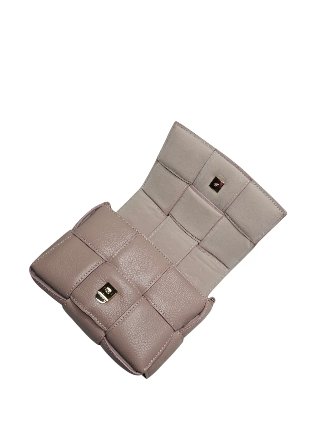 Pale Pink Genuine Leather Woven Handbag by Clarissas Boutique