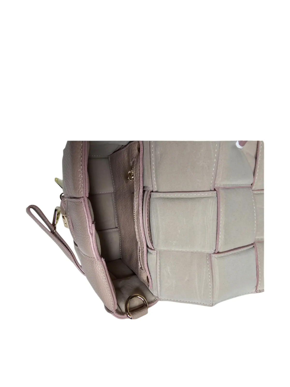 Pale Pink Genuine Leather Woven Handbag by Clarissas Boutique
