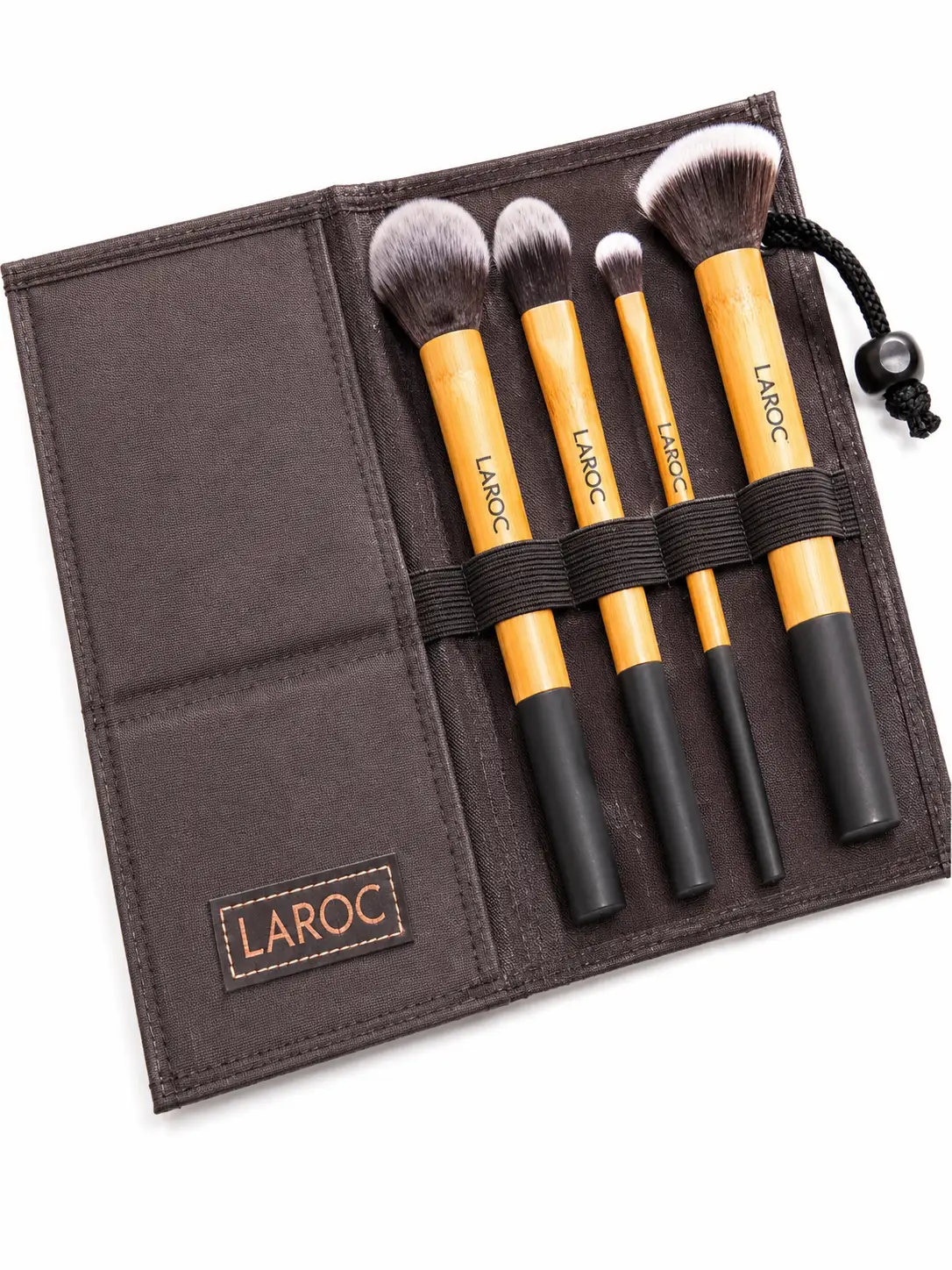 LaRoc 4‑Piece Gold Makeup Brush Set — Soft Synthetic Bristles with Storage Case by Clarissas Boutique