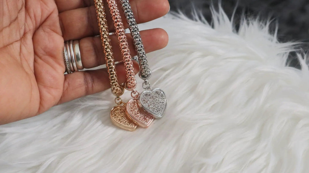 3 - Heart Charm Elasticated Bracelets by Clarissas Boutique London
