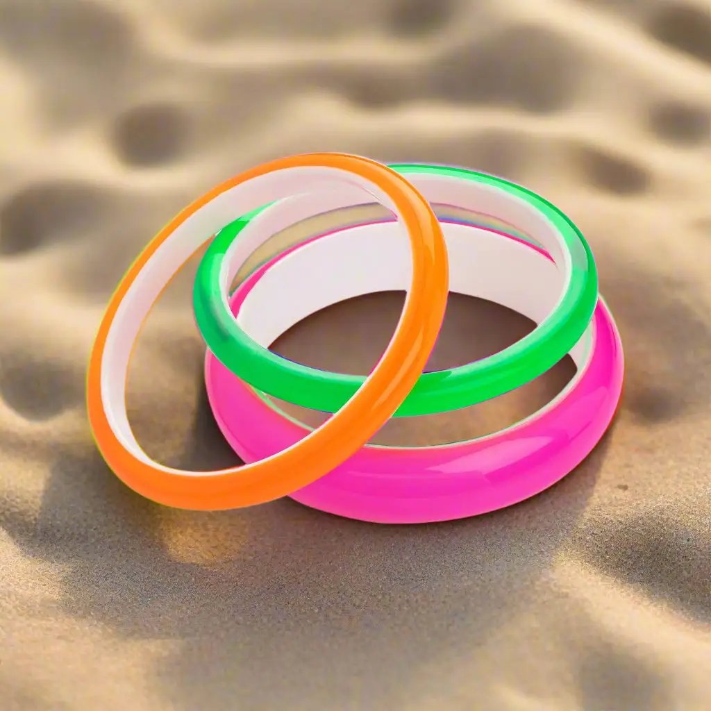 3 Neon Bangles Neon Pink, Orange, Yellow and Green by Clarissas Boutique