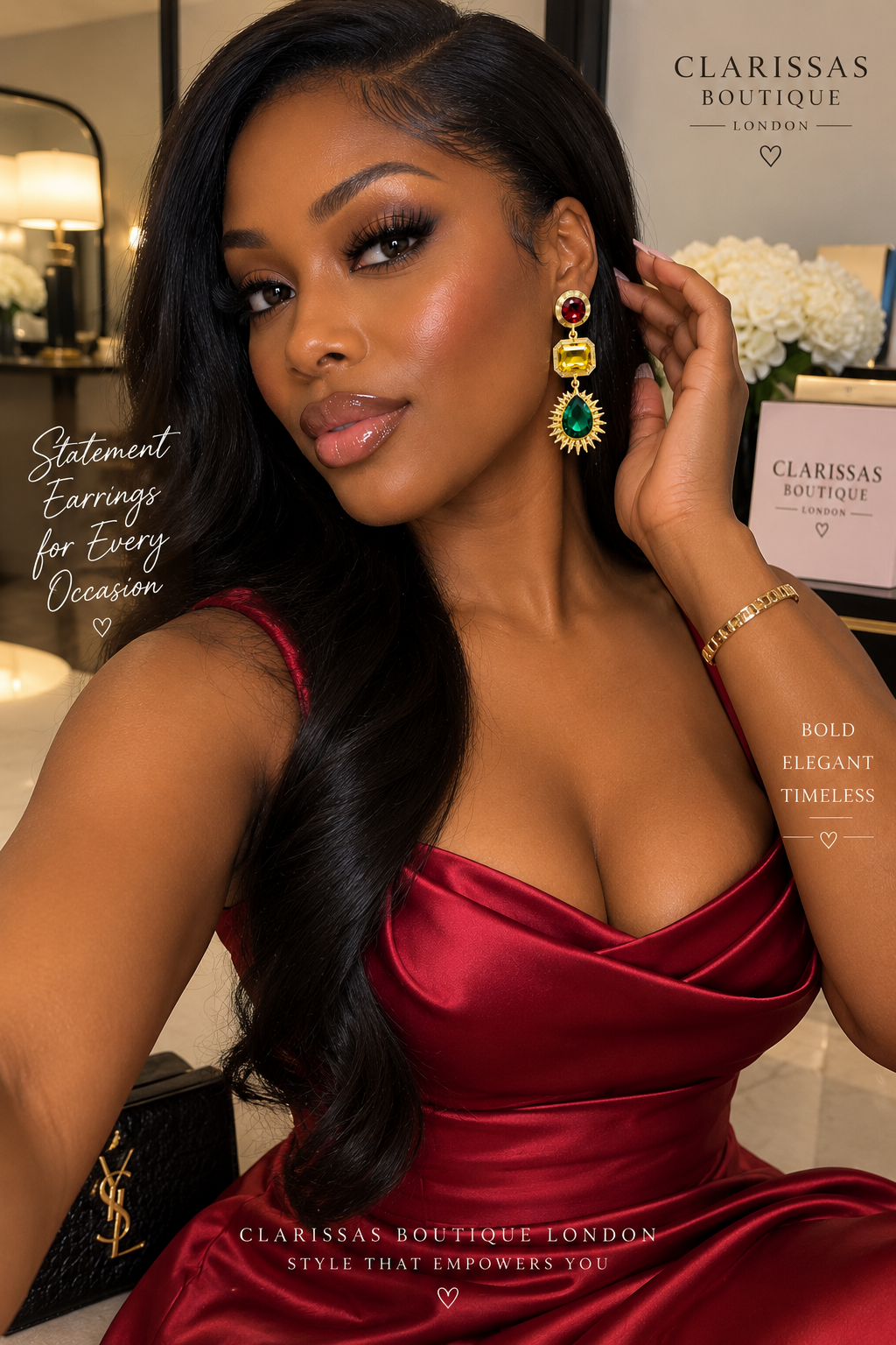 Maxine Multicoloured Statement Drop - Gold ToneEarrings by Clarissas Boutique