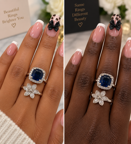 Sapphire Blue Gold Plated Ring|PRECIOSA Crystal Floral Statement by Clarissas Boutique London