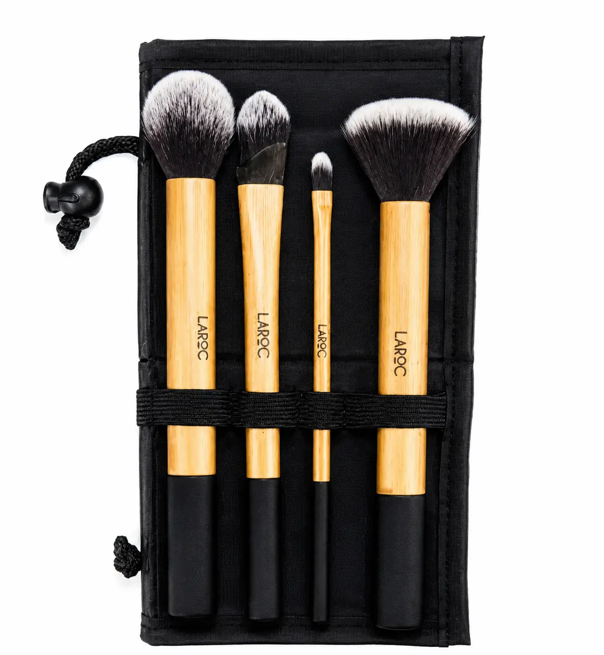 LaRoc 4‑Piece Gold Makeup Brush Set — Soft Synthetic Bristles with Storage Case by Clarissas Boutique
