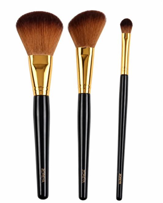 Professional Makeup Brush Set of 3 | Flawless Face Cosmetic Kit – Powder, Blush & Concealer Brushes by Clarissas Boutique