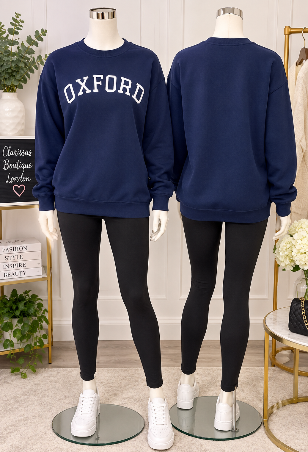 Oxford Vibes Navy Printed Sweatshirt by Clarissas Boutique London