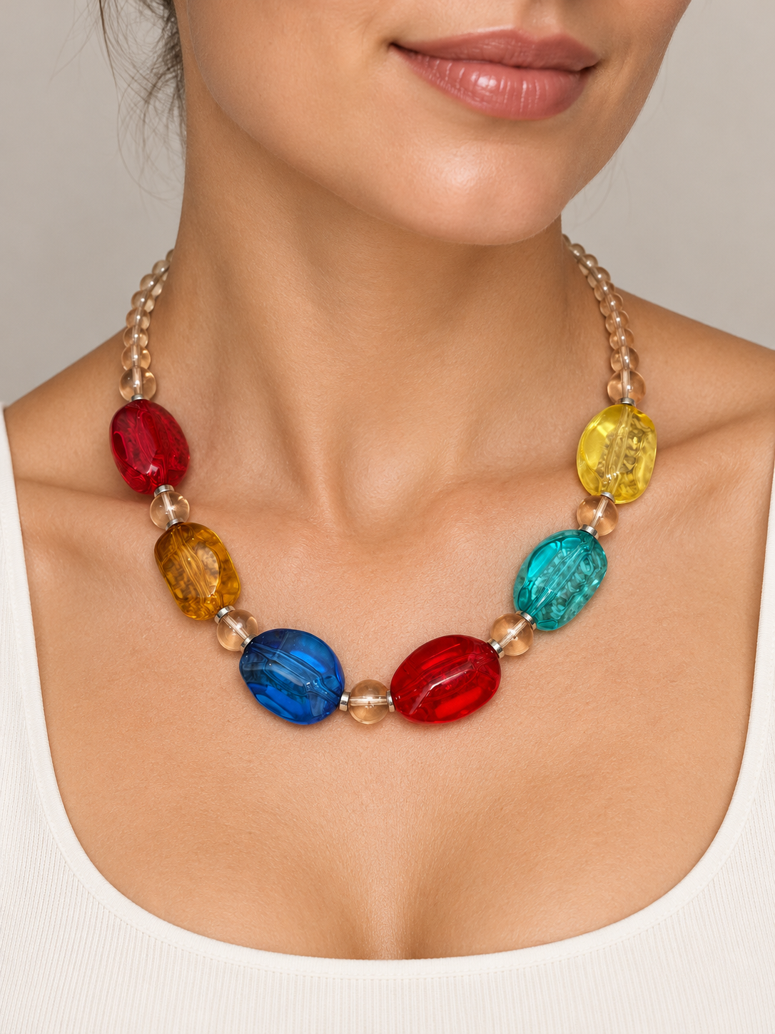 Multicoloured Statement Bead Necklace With Adjustable Extender by Clarissas Boutique London