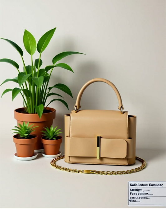 The Architcarft Top Handle Bag In Sand by Clarissas Boutique