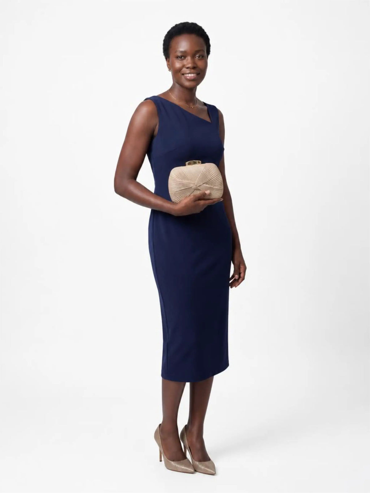 Champagne Gold Pleated Hardcase Clutch Bag by Clarissas Boutique London