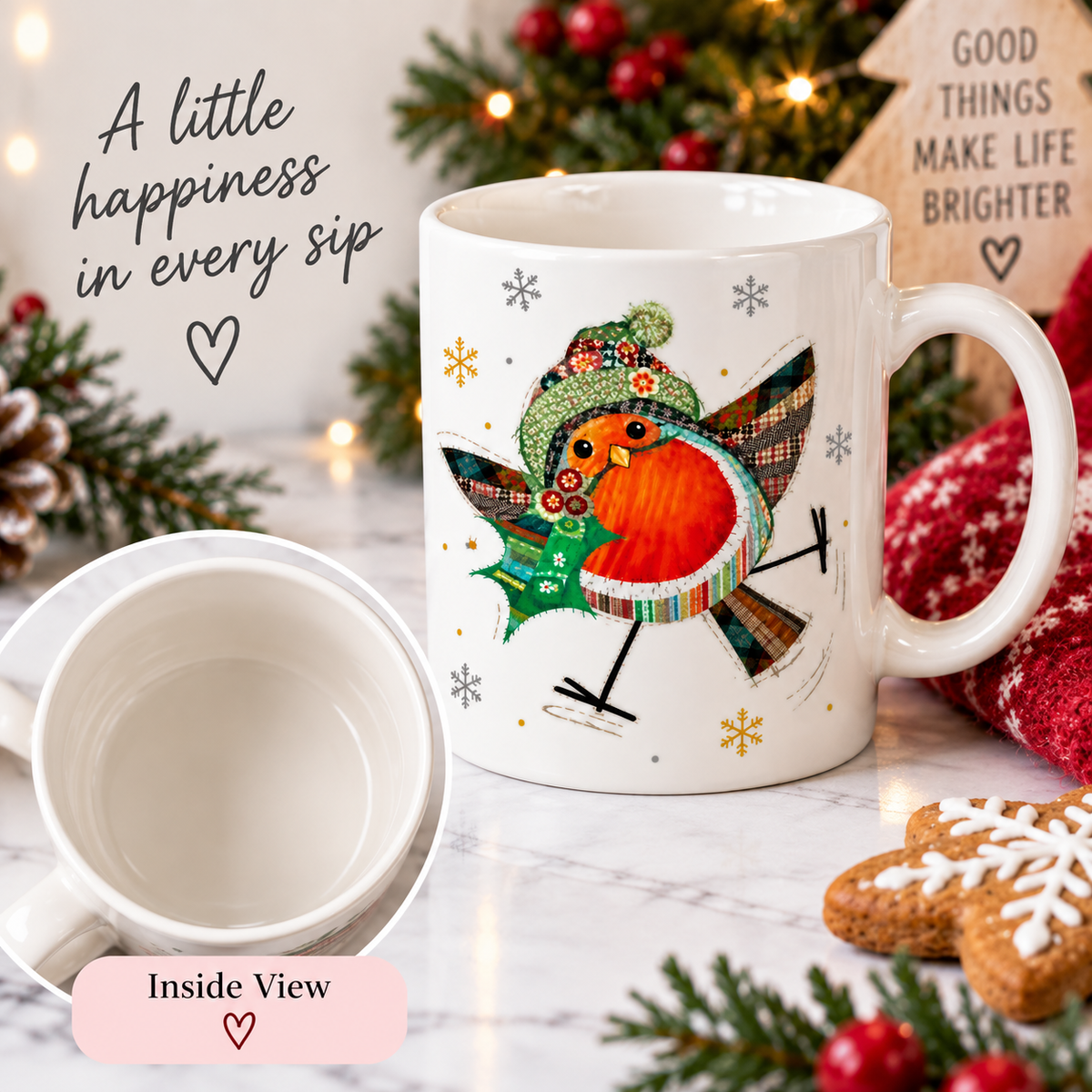 Festive Robin Mug, In Gift Box Best Gifting Ideas, Great For Our Teachers by Clarissas Boutique