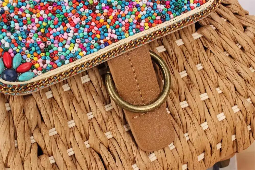 Boho Artisan Beaded Woven Crossbody Bag - Azure Blue by Clarissas Boutique London