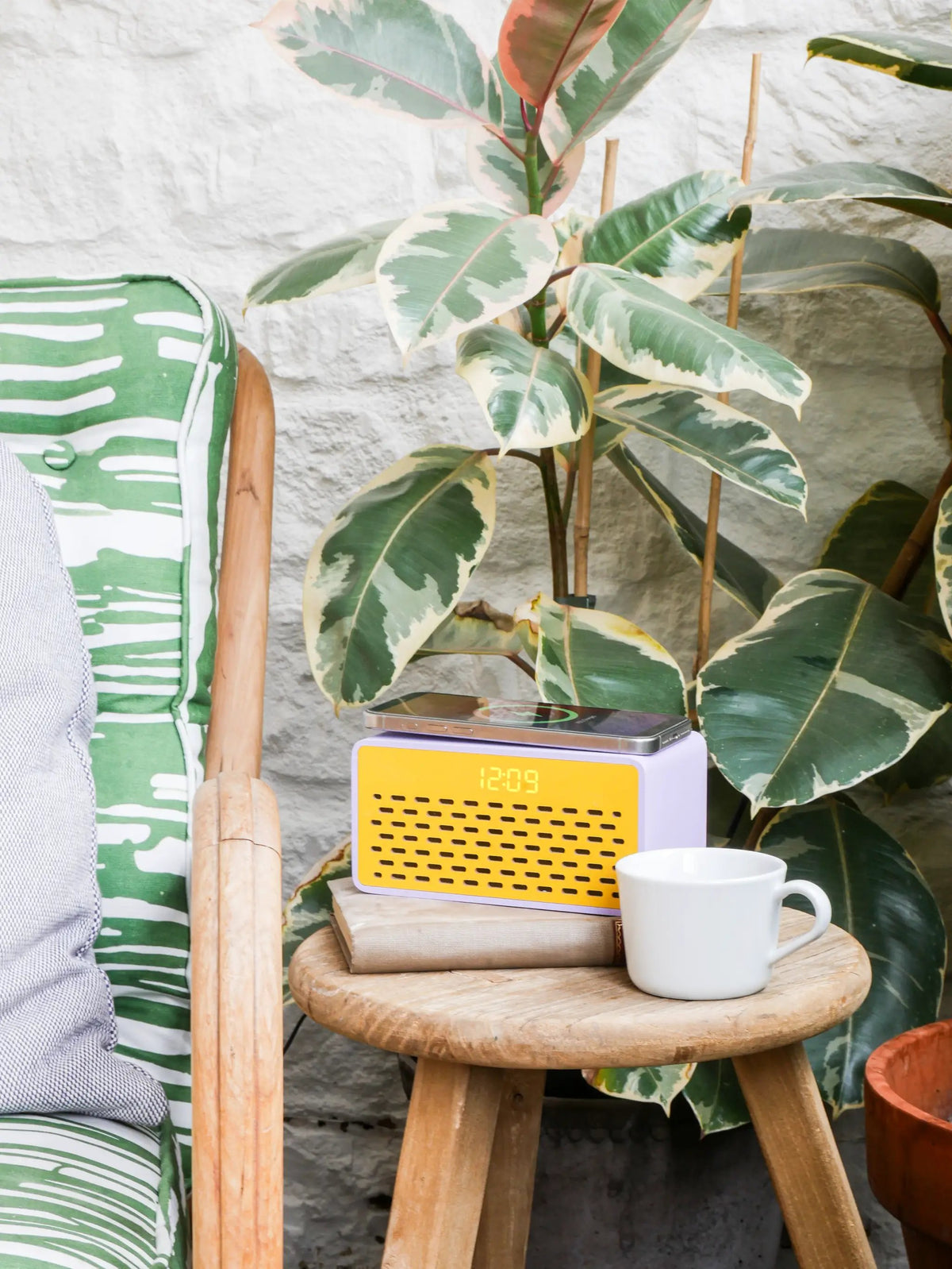 Rise Mix Wireless Bluetooth Speaker Wireless Phone Charger & Alarm Clock-Yellow & Purple by Steepletone