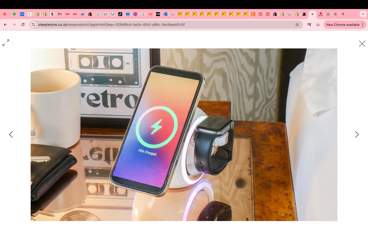 Capsule 3 In 1 Apple Wireless Charging Station Pink by Steepletone