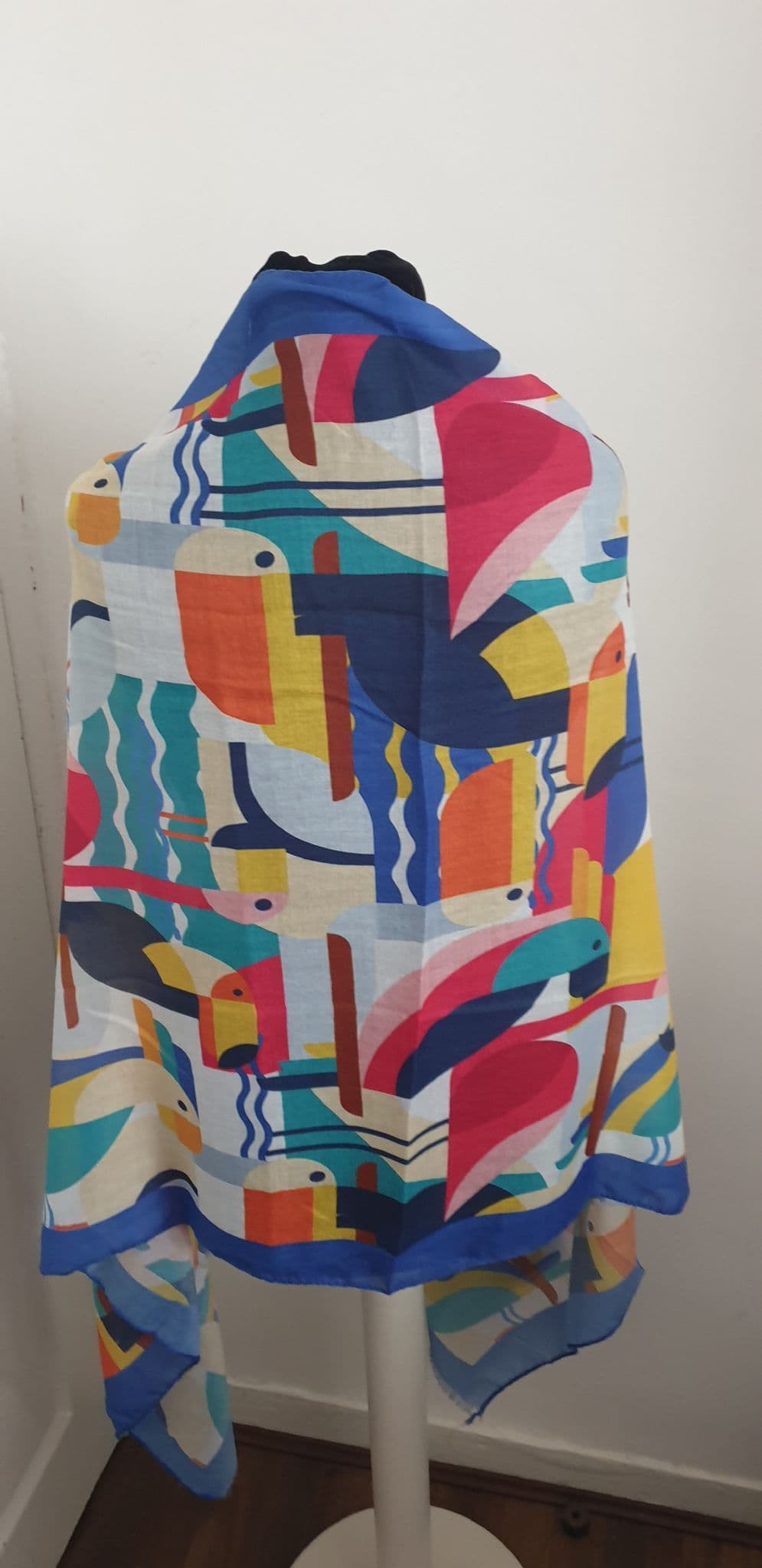Abstract Toucan Bird Print Frayed Scarf by Clarissas Boutique