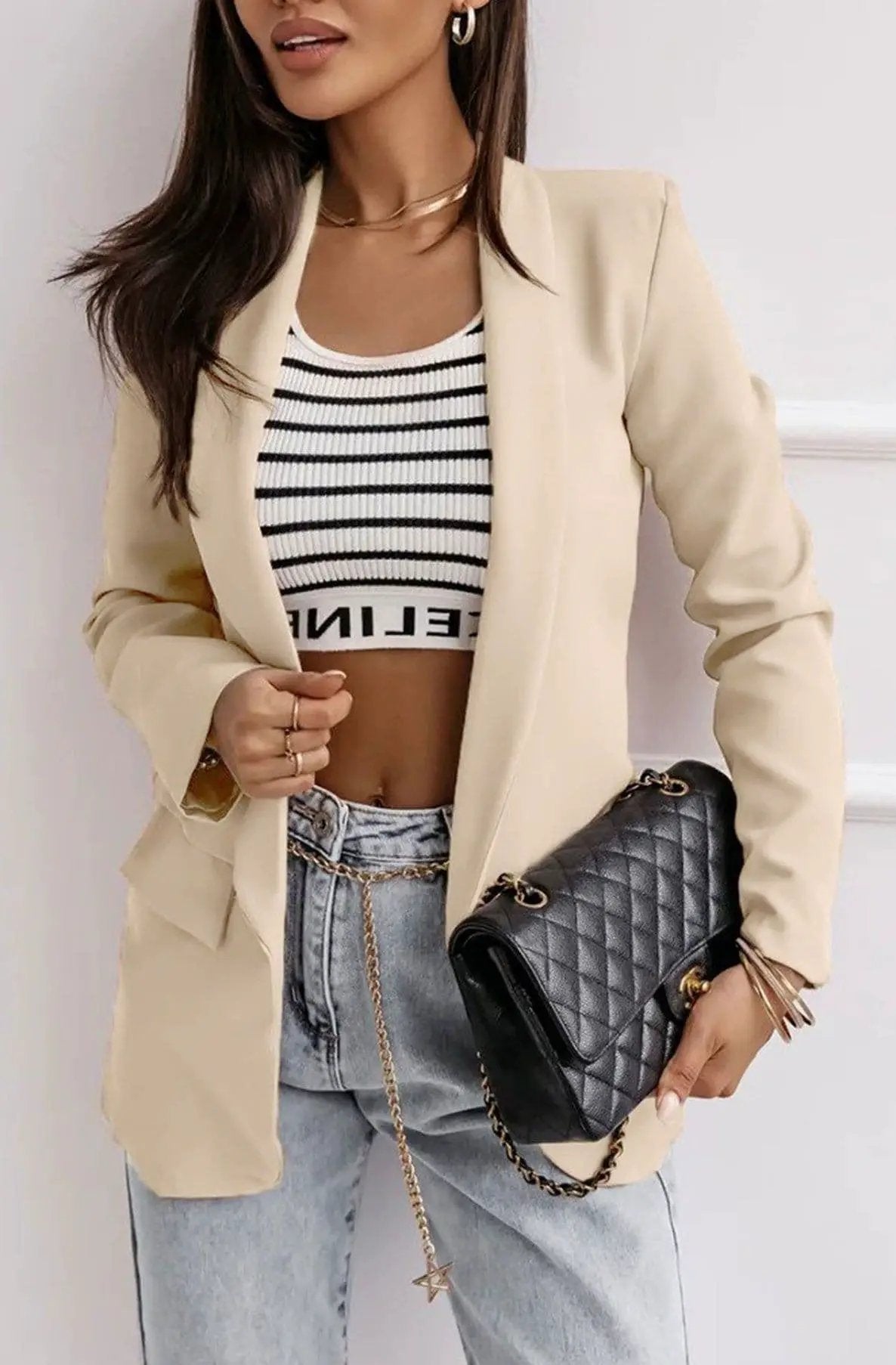 Always Sassy Blazer Oversized Carerra Blazer Jacket- Stone by Clarissas Boutique London