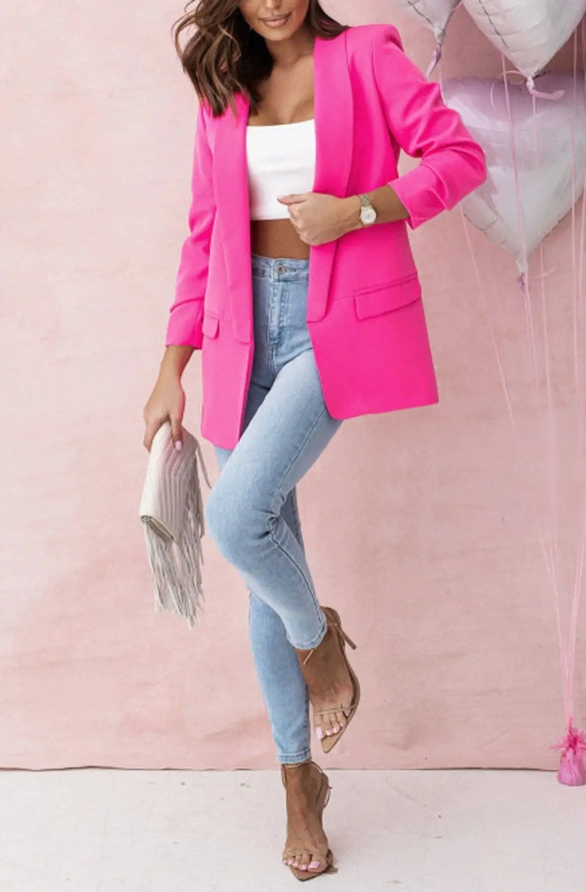 Always Sassy Blazer Oversized Carerra Blazer Jacket- Stone by Clarissas Boutique London