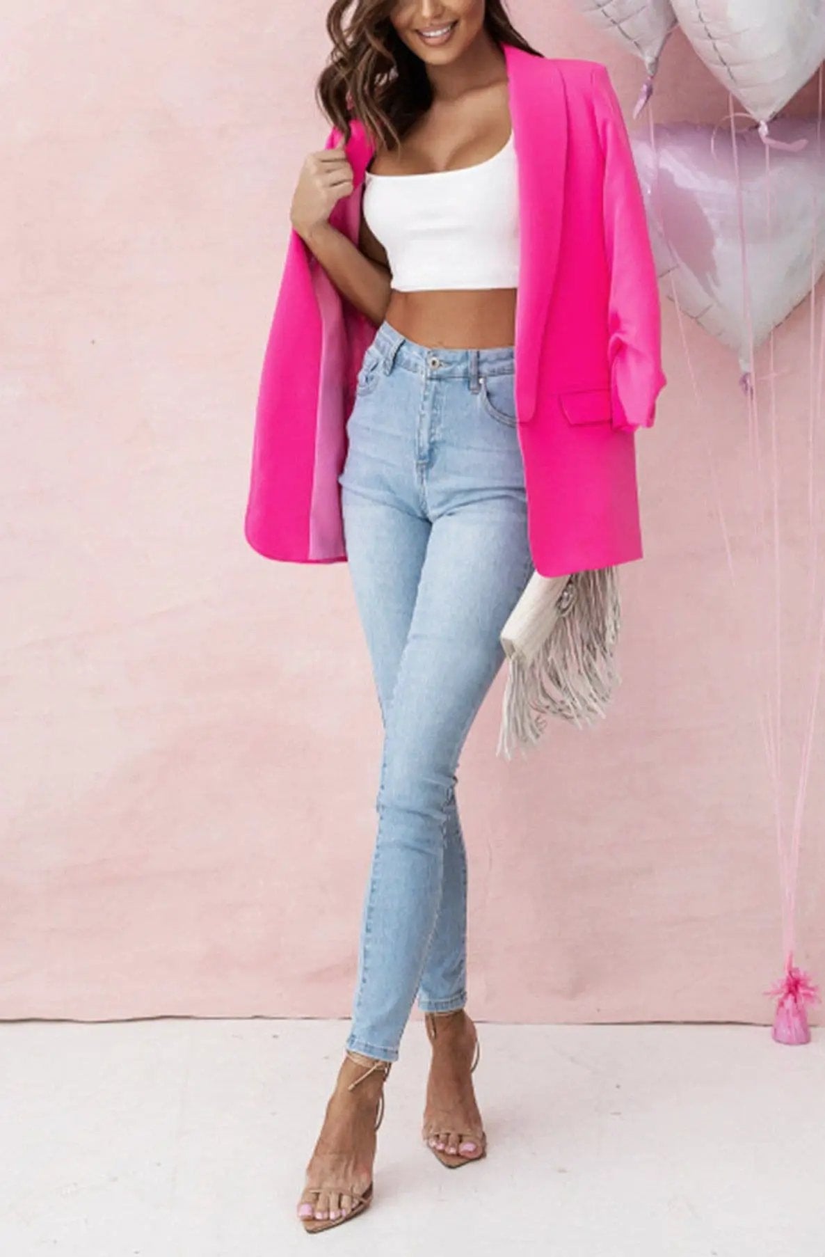 Always Sassy Blazer Oversized Carerra Blazer Jacket- Stone by Clarissas Boutique London