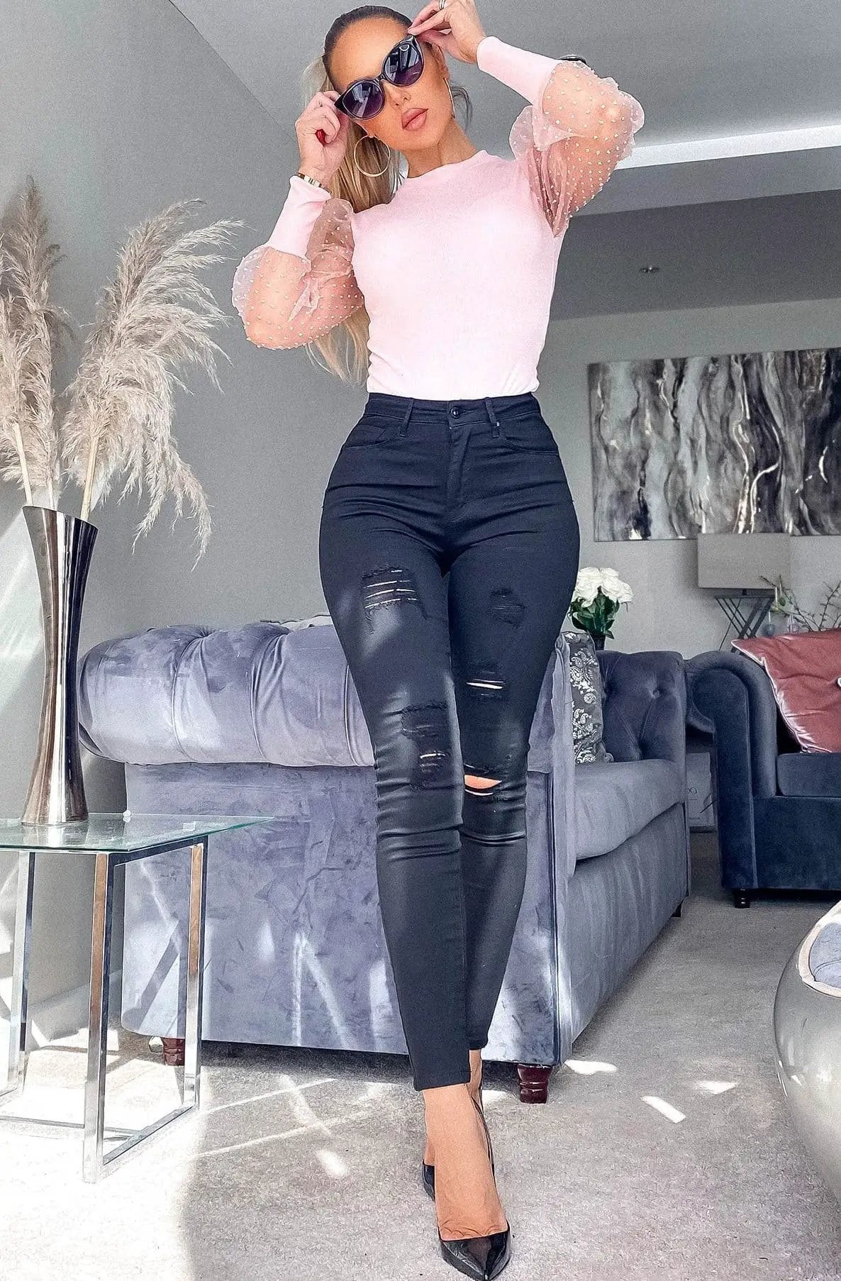 Amber Polka Dot Ribbed Bodysuit by Clarissas Boutique London