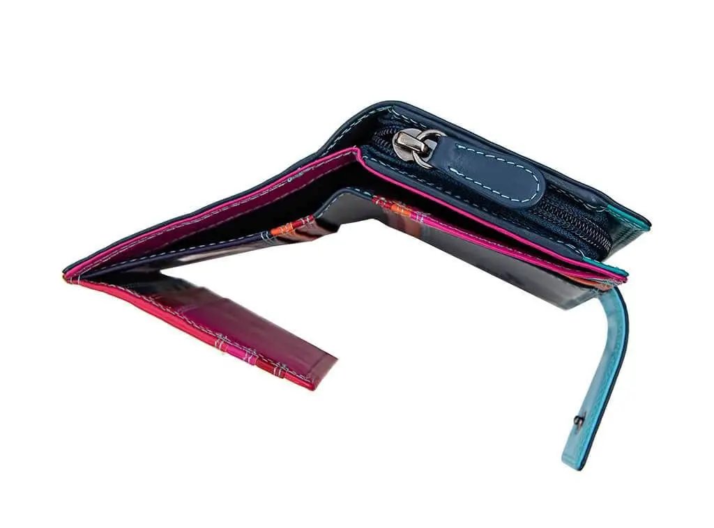 Astra RFID Trifold Blue Multi Colour Purse by Clarissas Boutique