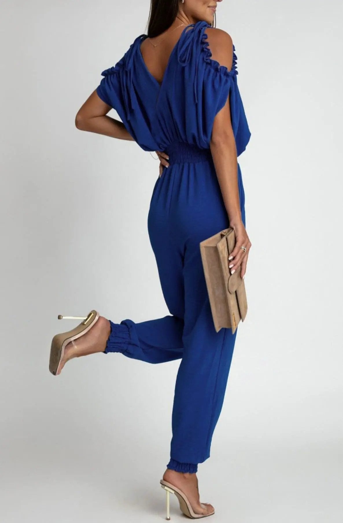 Azeila Cold Shoulder Jumpsuit - Royal Blue by Clarissas Boutique London