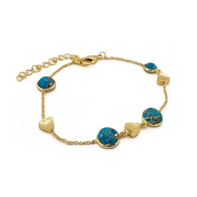 Azores Copper Turquoise Nugget And Chain Bracelet by Clarissas Boutique