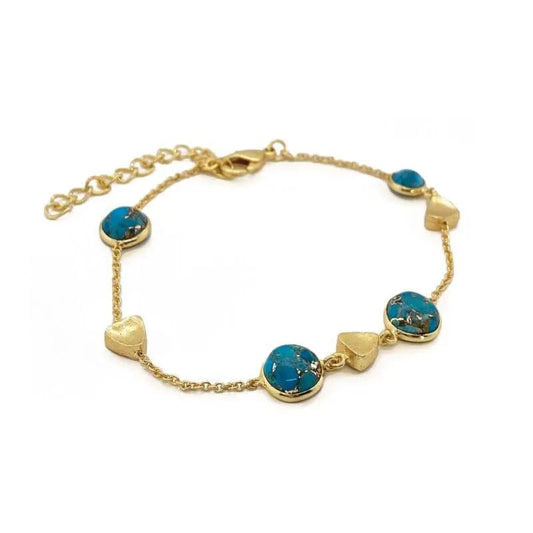 Azores Copper Turquoise Nugget And Chain Bracelet by Clarissas Boutique