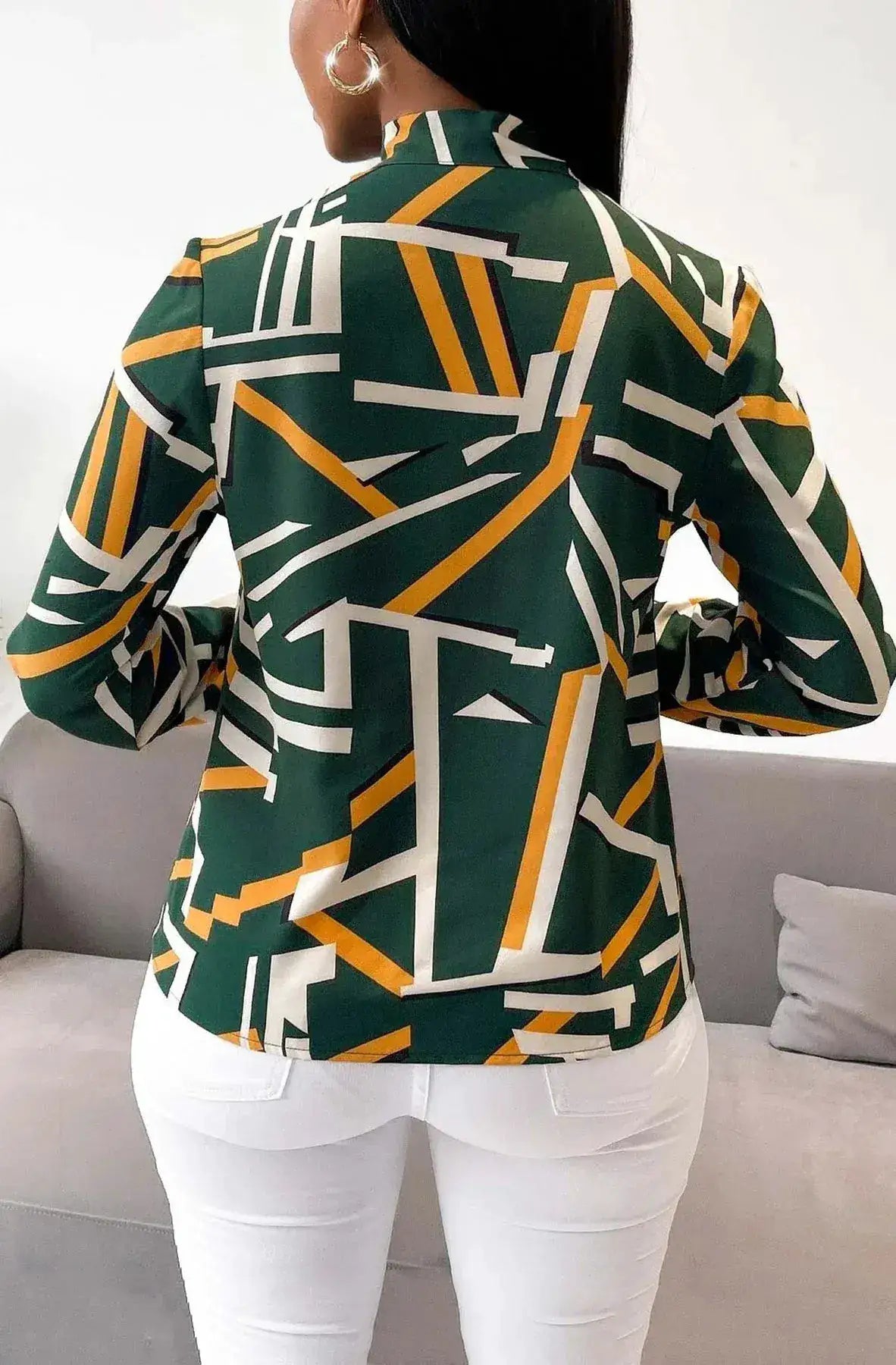 Bexlie Plus Size Abstract Print Pussybow Shirt Top by Clarissas Boutique London